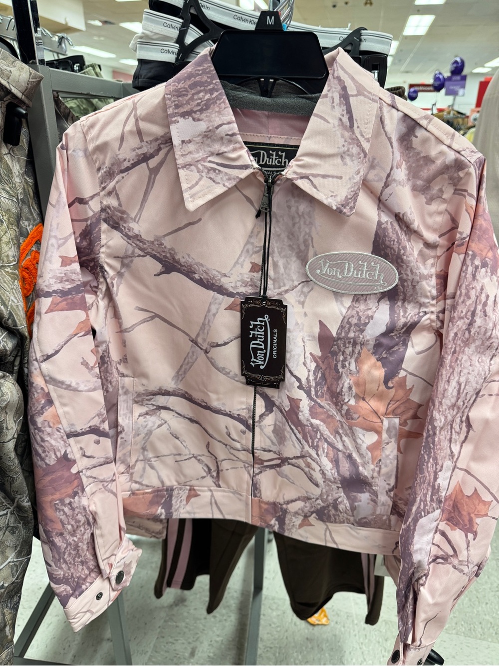 Von Dutch Pink Camo Zip-Front Bomber Jacket